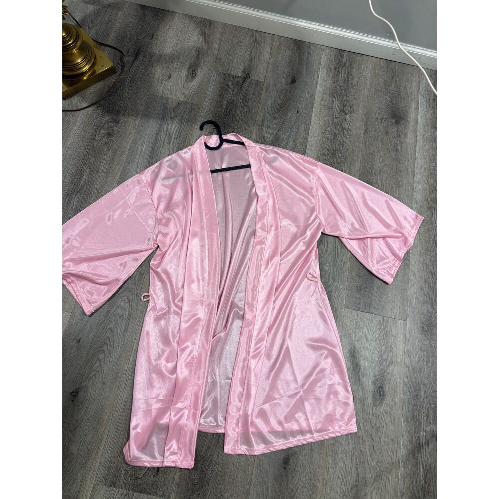 Pink Satin Robe with Tie Belt NWT